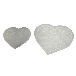 Selenite Engraved Heart Plate